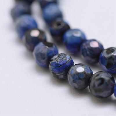Faceted Natural Fire Crackle Agate Beads Strands G-F447-4mm-A19-1
