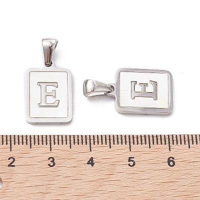 304 Stainless Steel Pave Shell Pendants STAS-G327-01P-E-1