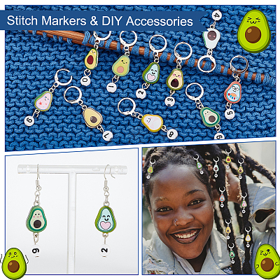 Alloy Enamel & Acrylic Pendant Locking Stitch Markers HJEW-AB00114-1