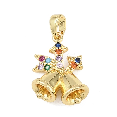 Christmas Brass Micro Pave Cubic Zirconia Pendants LS-KK-H518-03A-G-1