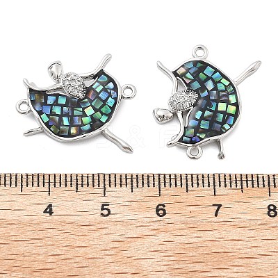 Rack Plating Brass Micro Pave Clear Cubic Zirconia Dancer Links Connector Charms KK-K380-14P-01-1