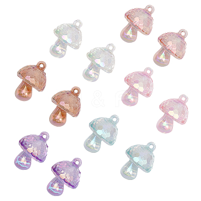 12pcs 6 colors Bubble Style Transparent Acrylic Pendants TACR-CA0001-24-1