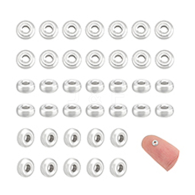 60Pcs Rondelle 925 Sterling Silver Spacer Beads STER-PH0003-82-1