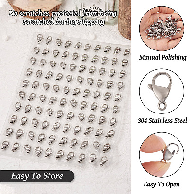 100Pcs 304 Stainless Steel Lobster Claw Clasps STAS-YS0001-27-1