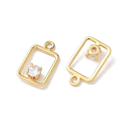 Brass Micro Pave Cubic Zirconia Rectangle Charms KK-Z136-04G-1