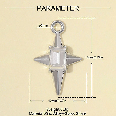 Zinc Alloy with Clear Glass Pendants GL-OY001-06P-1