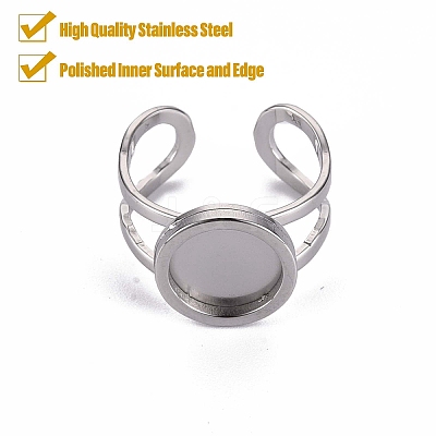 Tarnish Resistant 201 Stainless Steel Cuff Ring Findings STAS-S080-040A-P-1