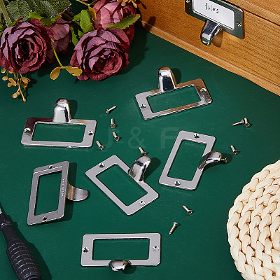 25Pcs Rectangle Zinc Alloy Label Frame Card Holder AJEW-FH0008-75B-1