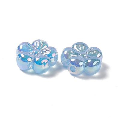 UV Plating Rainbow Iridescent Acrylic Flower Beads PACR-M003-10-1
