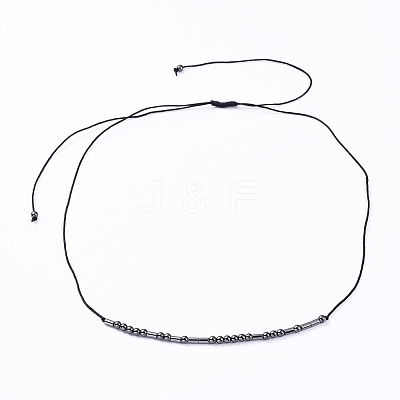 Adjustable Non-magnetic Synthetic Hematite Necklaces NJEW-JN02704-03-1
