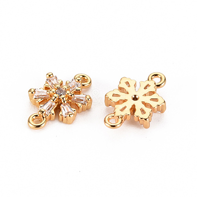 Brass Micro Pave Clear Cubic Zirconia Links Connectors KK-S360-103-1