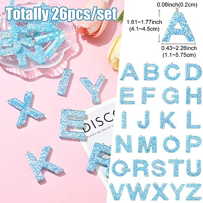 26Pcs 26 Styles Transparent Epoxy Resin Pendants CRES-YW0002-28J-1