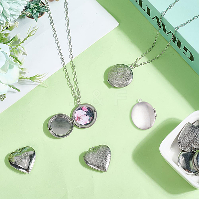 10Pcs 5 Styles 316 Surgical Stainless Steel Locket Pendants STAS-SP0001-94-1