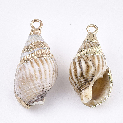 Electroplate Spiral Shell Pendants X-SSHEL-S262-18B-1