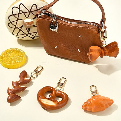 1 Set 4Pcs 4 Styles Simulated Alkaline Water Bread Keychains ST-CJ0028-10-1