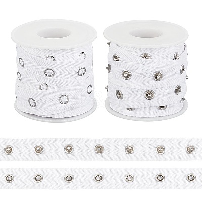 5 Yards Alloy Snap Button Tape Trim Polyester Ribbons DIY-OC0011-27A-1