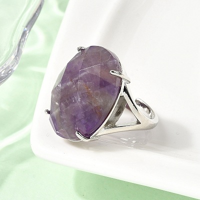 Natural Amethyst Finger Rings RJEW-C154-01I-1