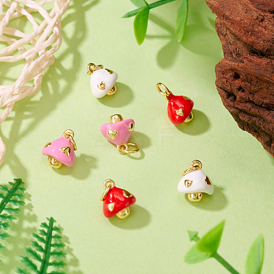 6Pcs 3 Colors Brass Enamel Charms KK-TA0002-64-1