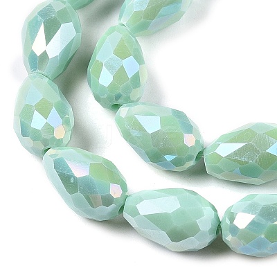 Opaque Solid Color Electroplate Glass Beads Strands EGLA-N013-P8mm-B14-1