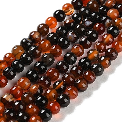 Natural Striped Agate/Banded Agate Beads Strands G-Z060-A01-A13-1