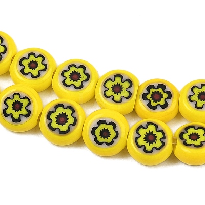 Handmade Millefiori Glass Flat Round Bead Strands LK-P010-06-1
