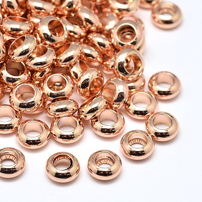 Brass Flat Round Spacer Beads KK-M085-10RG-NR-1