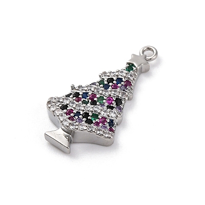 Christmas Series Brass Micro Pave Cubic Zirconia Pendants KK-Q010-01P-05-1