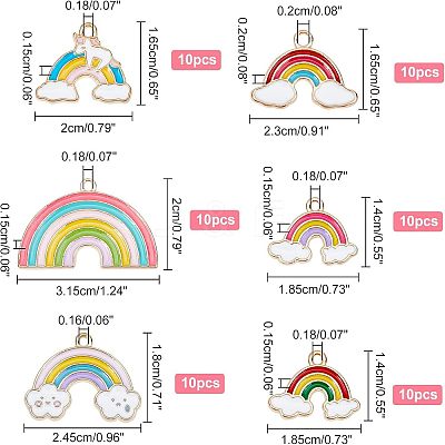 60Pcs 6 Style Alloy Enamel Pendants ENAM-NB0001-53-1