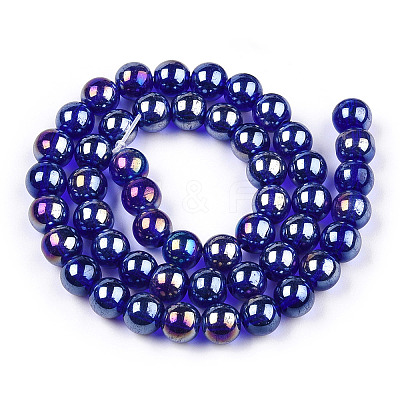 Electroplate Transparent Glass Beads Strands GLAA-T032-T8mm-AB15-1
