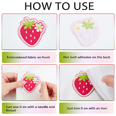 10Pcs 10 Styles Strawberry Polyester Embroidery Cloth Sew on Appliques PATC-CP0001-08B-1