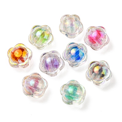 UV Plating Rainbow Iridescent Acrylic Beads X-OACR-A014-03-1