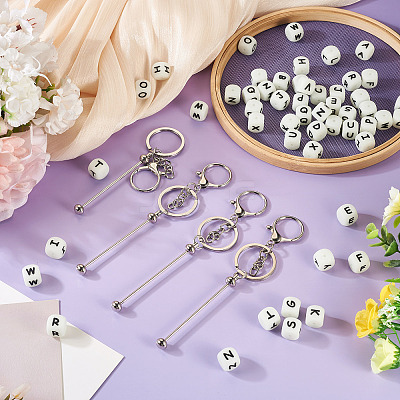DIY Stainless Steel Beadable Keychain Making Kits KEYC-TA0001-63-1