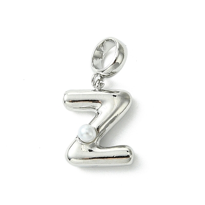 Rack Plating Brass with ABS Plastic Pearl European Dangle Charms KK-G501-02Z-P-1