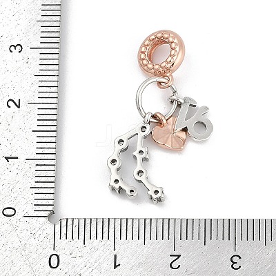 Brass Pendants with Cubic Zirconia European Beads LS-KK-Q015-01M-1