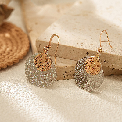Two Tone Brass Dangle Earrings WG3727D-01-1