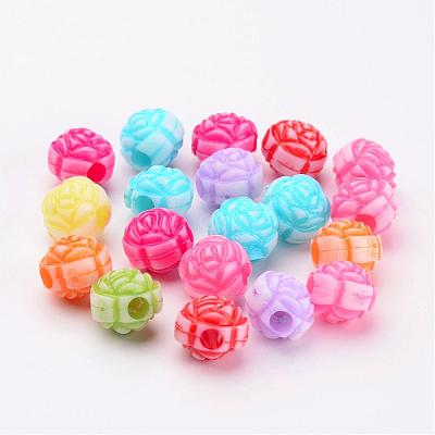 Mixed Craft Acrylic Rose Flower Beads X-PAB2848Y-1