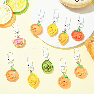 10Pcs Fruit Plate Opaque Resin Keychains HJEW-YW00320-1