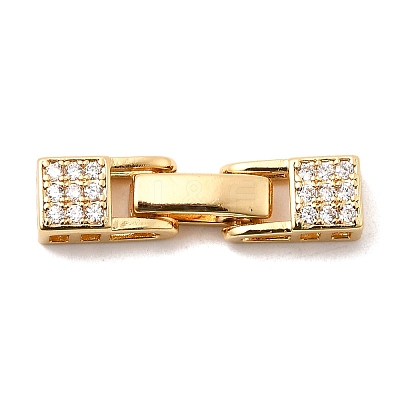 Brass Micro Pave Clear Cubic Zirconia Fold Over Clasps KK-C075-36G-1