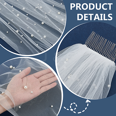Cloth Mesh Bridal Veils AJEW-WH0609-439-1