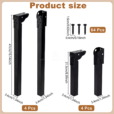 8 Bags 2 Styles Carbon Steel Foldable Table Legs FIND-WA0001-26-1