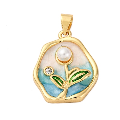Brass Micro Pave Cubic Zirconia Pendants KK-D390-16G-03-1