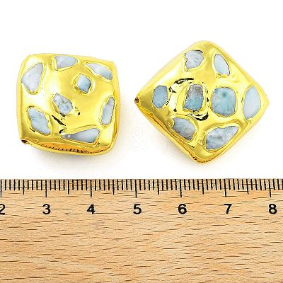 Rack Plating Brass with Natural Larimar Beads KK-NH0001-05G-1
