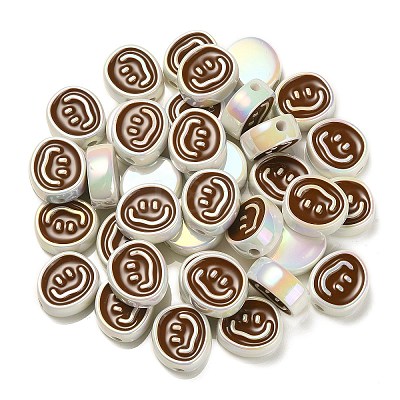 UV Plating Rainbow Iridescent Acrylic Enamel Beads OACR-G012-13A-1