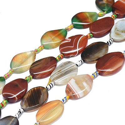 Natural Banded Agate/Striped Agate Beads Strands G-L544-009-1