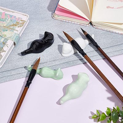 4Pcs 4 Style Porcelain Chinese Writing Brush Holder DJEW-NB0001-10-1