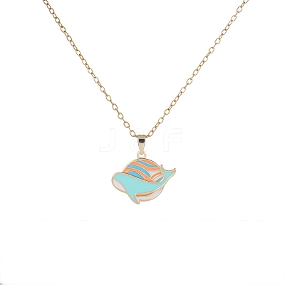 Ocean 304 Stainless Steel Enamel Whale Pendant Necklaces for Women WG3A0C9-02-1