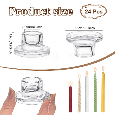 24Pcs Transparent Glass Candle Holders DJEW-TW0001-01-1
