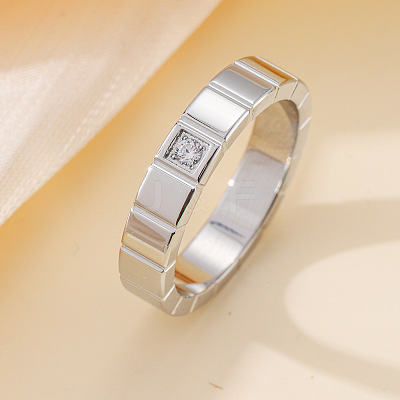 304 Stainless Steel & Cubic Zirconia Finger Rings FS-WG10832-14-1