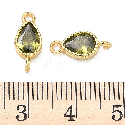 Brass Pave Cubic Zirconia Teardrop Connector Charms KK-P348-09G-02-1