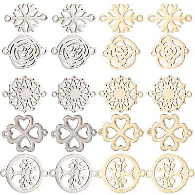 20Pcs 10 Styles 201 Stainless Steel Connector Charms FIND-SC0004-68-1